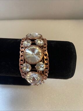 Fossil Brand Bracelet- Rose Gold Crystal Statement Bracelet SZ 7